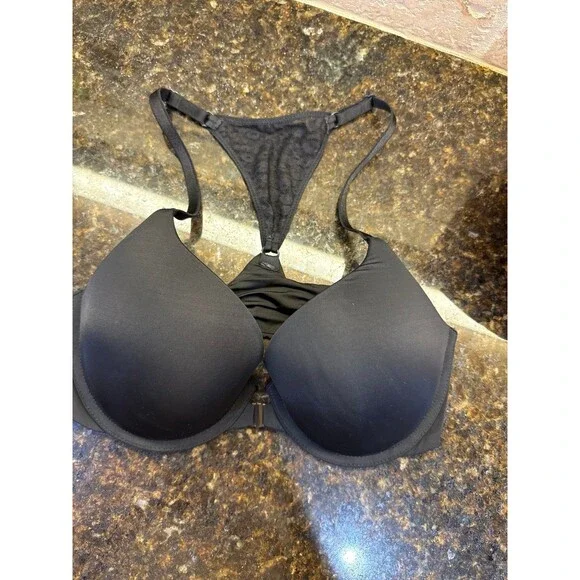 Victoria’s Secret Full Coverage T-Shirt Push Up Bras Black Pink 32D EUC - Picture 2 of 5